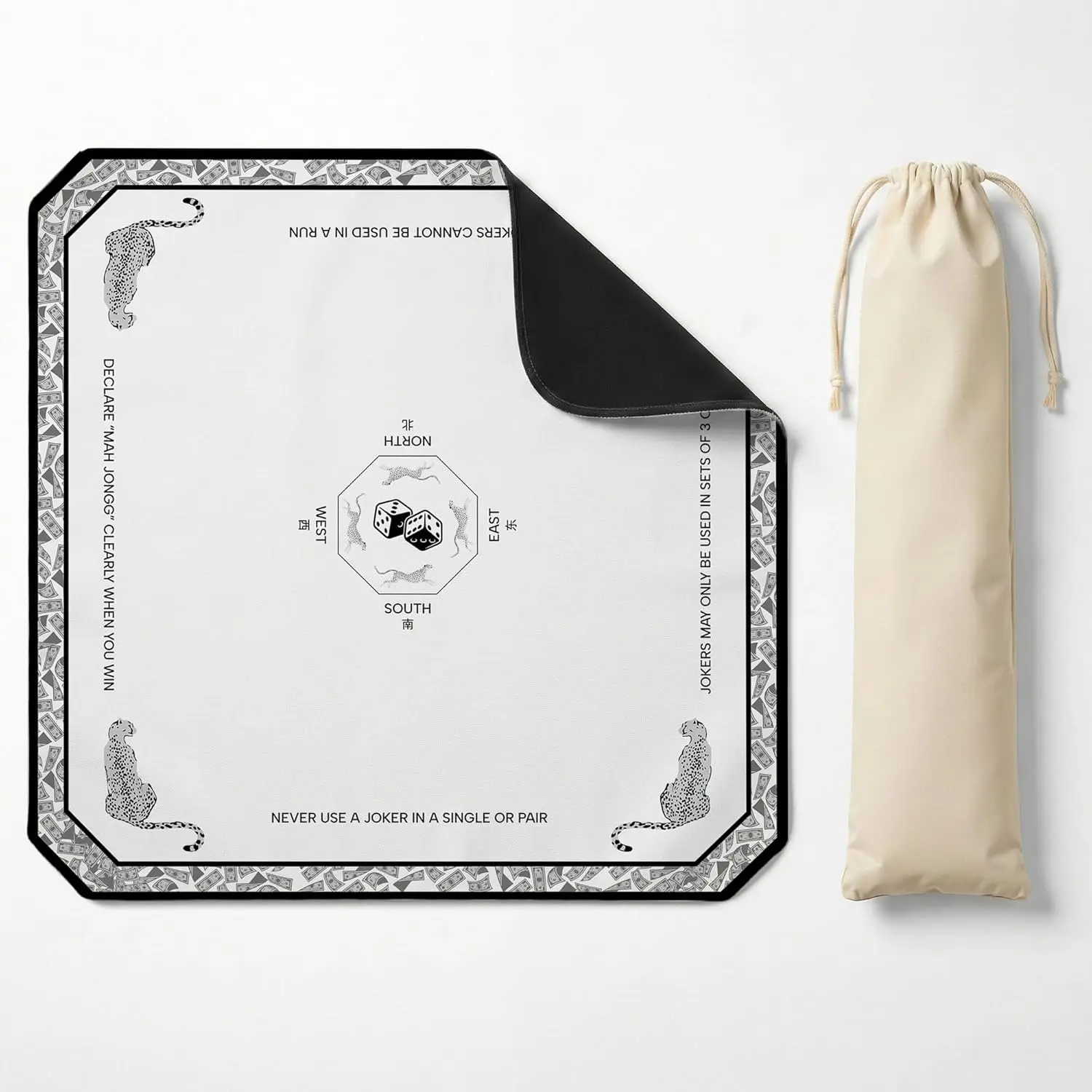 31"x31" Portable Mahjong Mat with Bag, Non-Slip & Noise Reduction, Washable, for Poker & Board Games