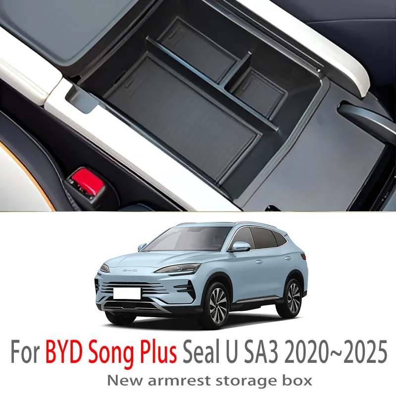 Car Accessories For BYD Song Plus Seal U SA3 2020~2025 Center Console Armrest Storage Box Multifunctional Auto Interior Parts