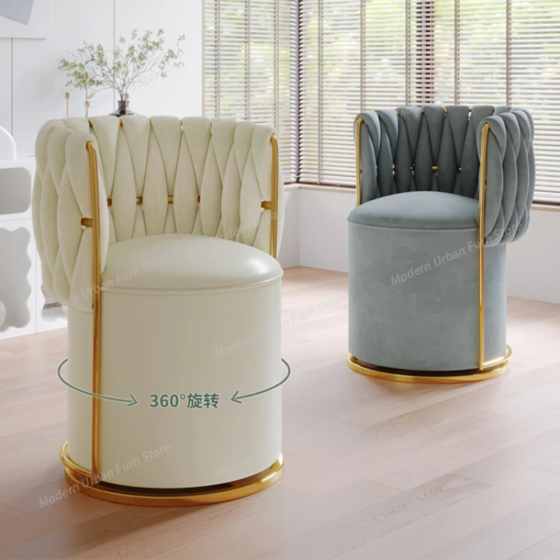 

Удобный вращающийся стул для спальни в скандинавском стиле, роскошное кресло для макияжа, табурет для гостиной, мебель для девичьей комнаты