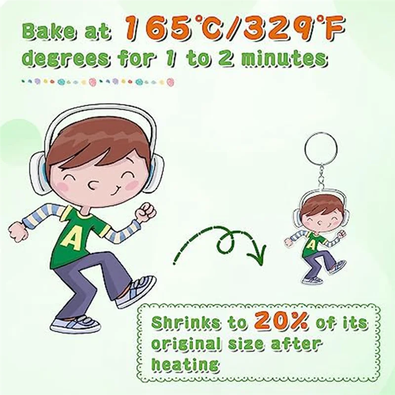 ADP-Keychain Set -15 Printable Shrink Sheets, 20 Keychains, 100 Split Jump Rings and 5 Lobster Clips DIYCrafts for Kids