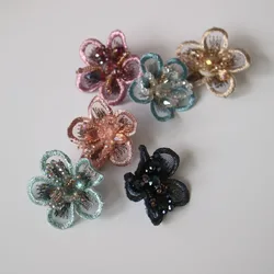 6pc/set 3D Flower beaded patches for clothing Sew on patch appliques decorative parches bordados para ropa Embroidery applique