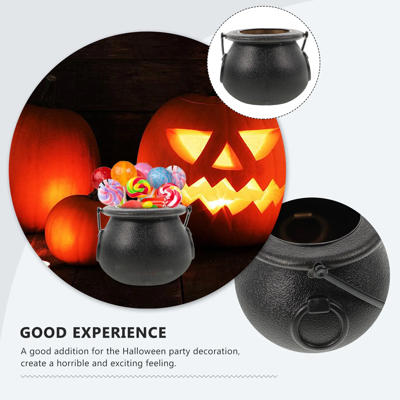 

8 pcs Witch Candy Jar Halloween Cauldron Plastic Party Decoration Hanging Prop For Bars Clubs Theme Events Candy Bucket Witches