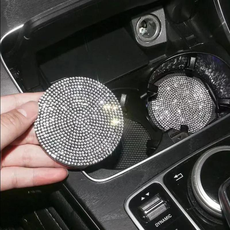 2 Stück Auto-Getränkehalter-Auflage, Rutschfeste Auflage, Kreative Cartoon-Design, Niedliche Innenraum-Mittelkonsolen-Dekoration, Wasser-Diamant-Aufbewahrungsfach