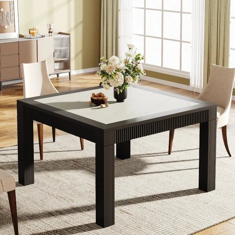 Tribesigns Small Square Wooden Kitchen Table 4 Modern Simple Square Dining Table for Home Restaurant Table
