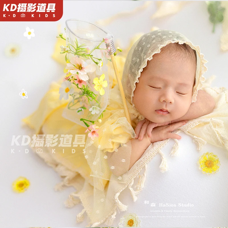 신생아 보름달 사진 아기 소품 봄 스튜디오 테마 세트 아기 백일 사진 의상 소품 예술 사진 신생아촬영