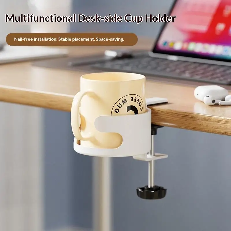 Universal Desktop Cup Holder 360° Rotating Adjustable Anti-Slip Drink Mount for Office Home Study Desk Fit Most Water Bottles
