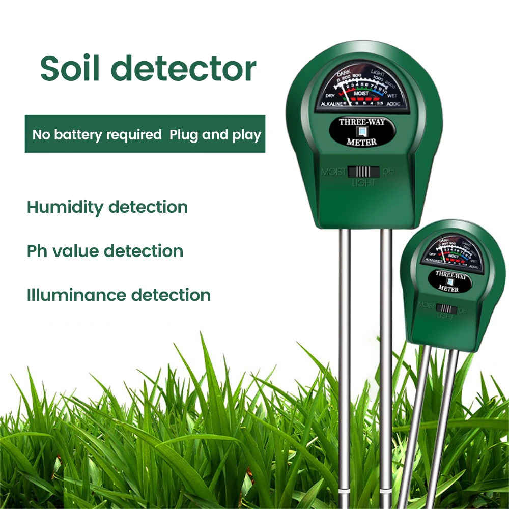 3 in 1 Soil PH meter Humidity meter Light intensity meter Metal probe Plant growth environment monitoring equipment