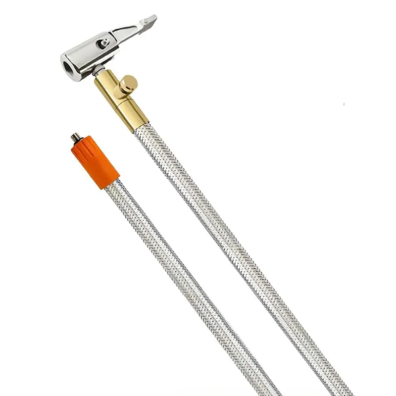 AA01-Extended Portable Air Compressor Tire Inflator Replacement Hose With Stainless Steel Mesh For Protection, Air Pump Tube, Du