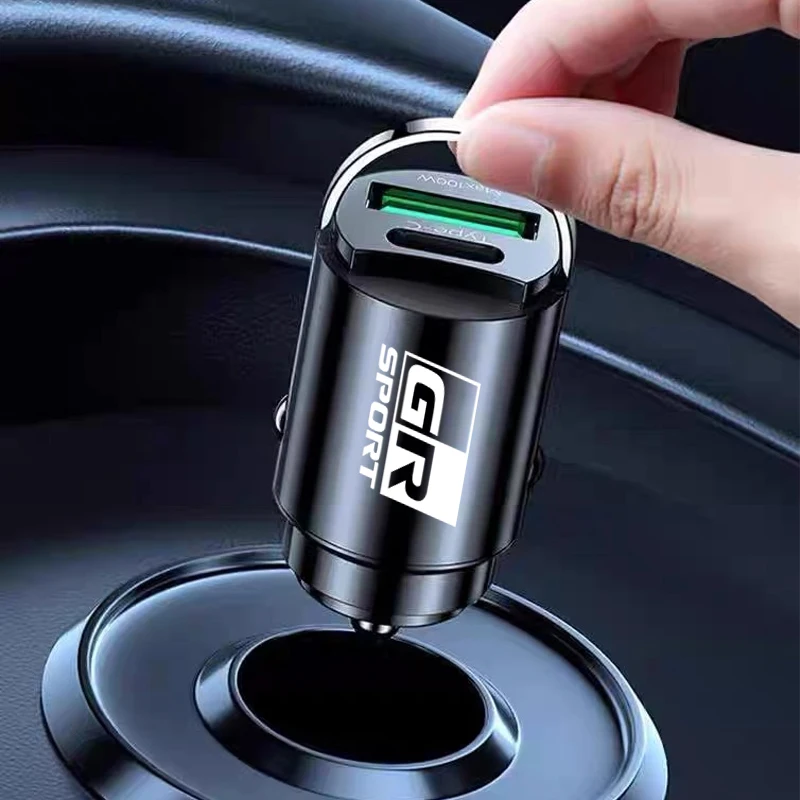 100W Car Charger Lighter PD Fast Charging Mini Car Phone Charger For Toyota GR Sport Gazoo Racing Yaris Corolla Hilux Supra