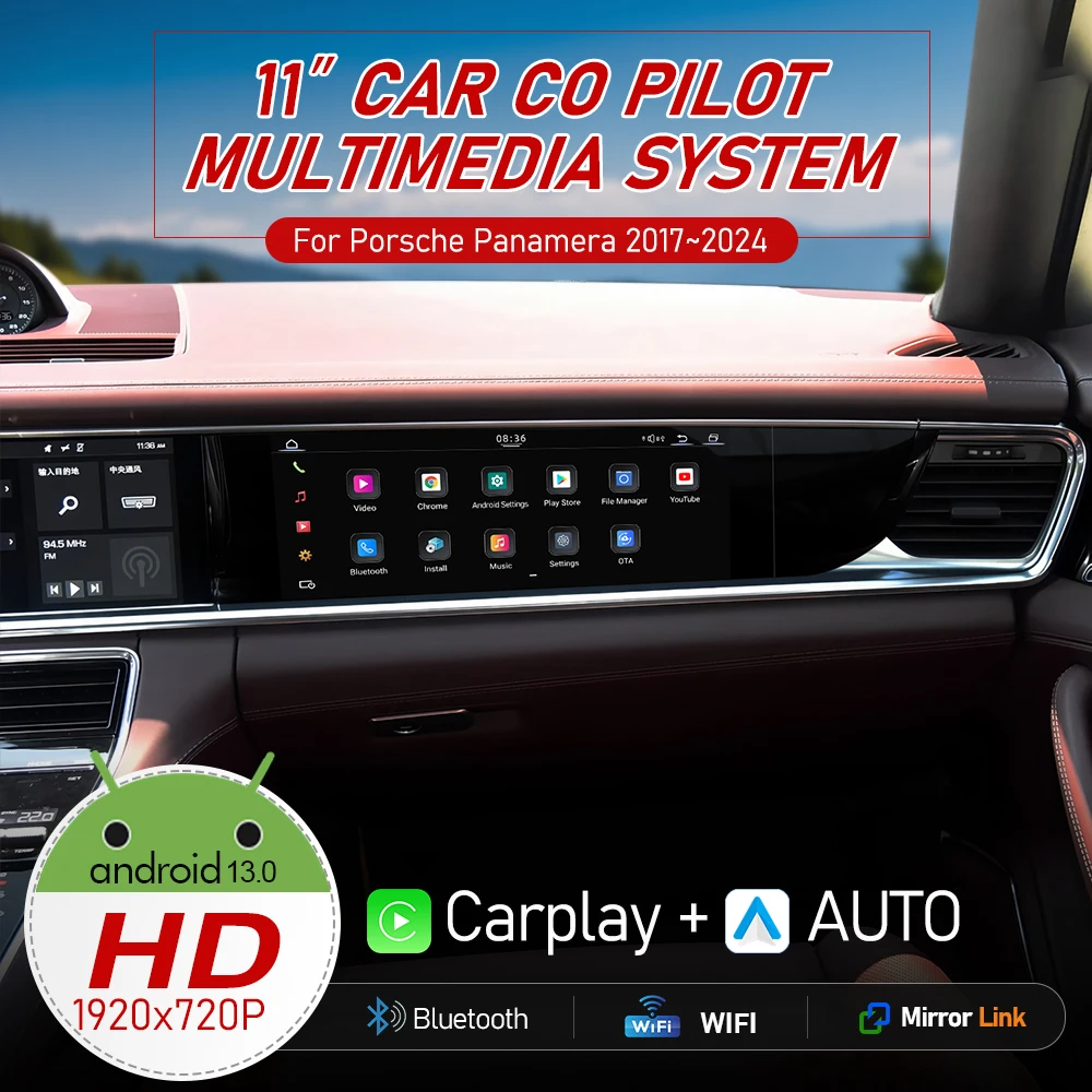 Tela inteligente co-piloto de rádio de carro de 11 polegadas para porsche panamera 970 17-24 android instrumento de entretenimento de passageiros reprodutor multimídia