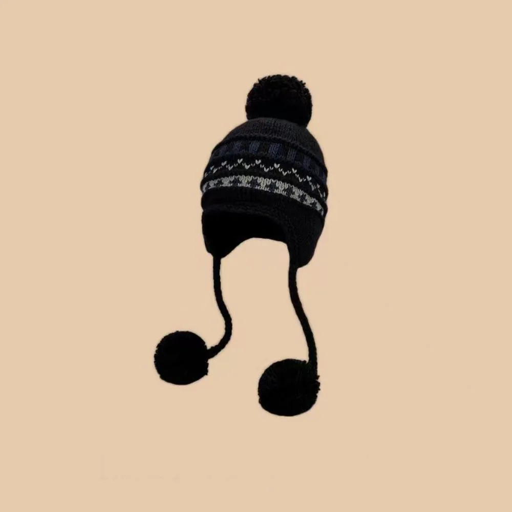 

Retro Warm Jacquard Knitted Hat Wool Printed Printing Knit Cap Retro Korean Fair Isle Style Beanies Autumn