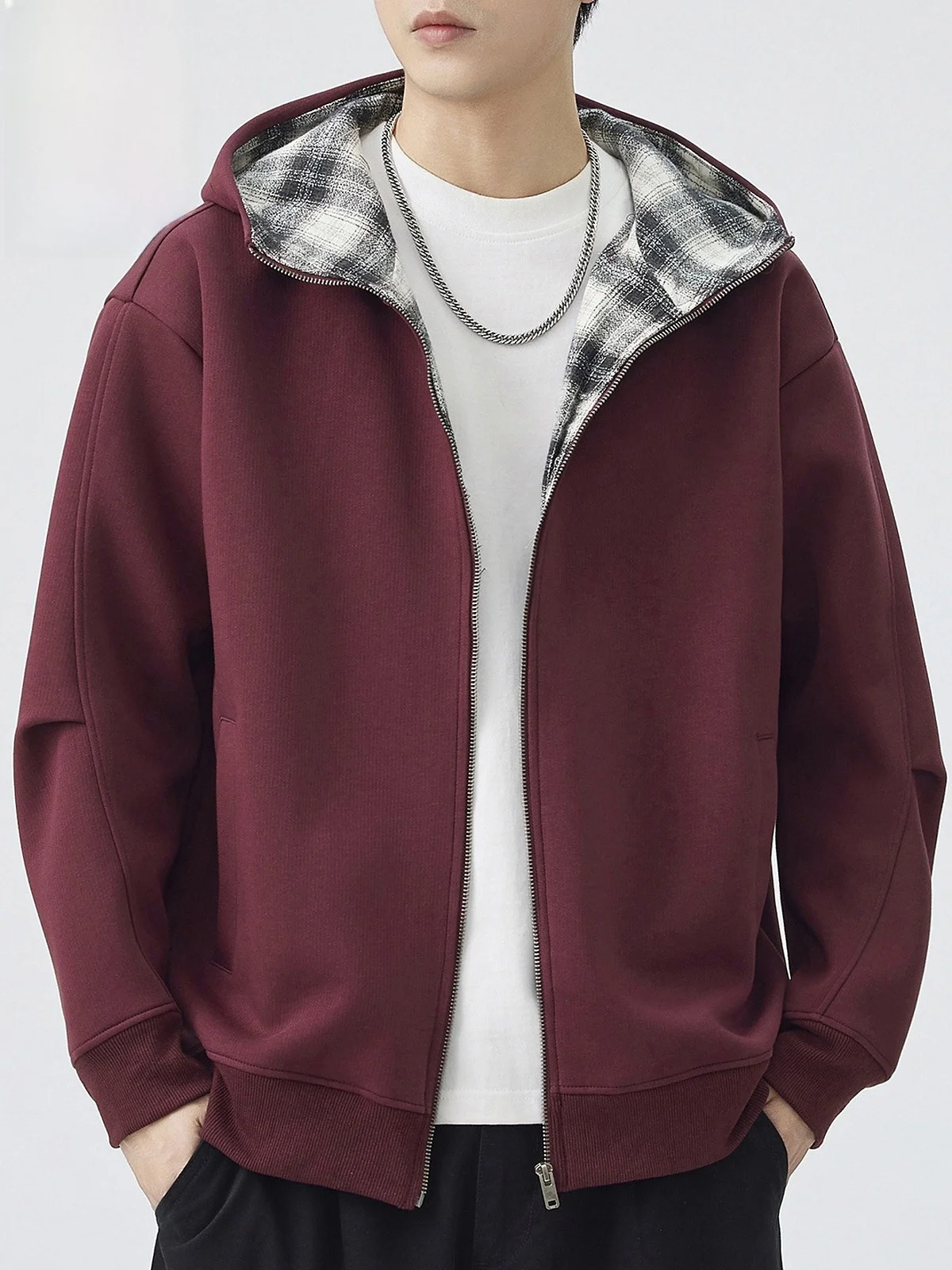 

Men's Hooded Thiened Sweatirt Cardigan Spring Casual Sportswear Youth Faion Anti-Wrinkle Long Sve Zipper