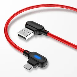 Double Elbow Mobile Game with Light Data Cable Nylon Braided for Apple Android Type-c Mobile Phone Fast Charging Cable