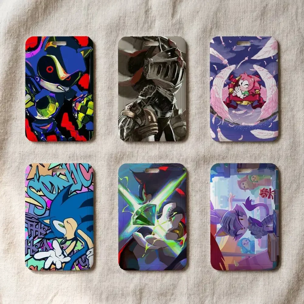 Cartoon Sonic Character Game Portable Office Staff Badge Card Cover Lanyard Card Case - view 2