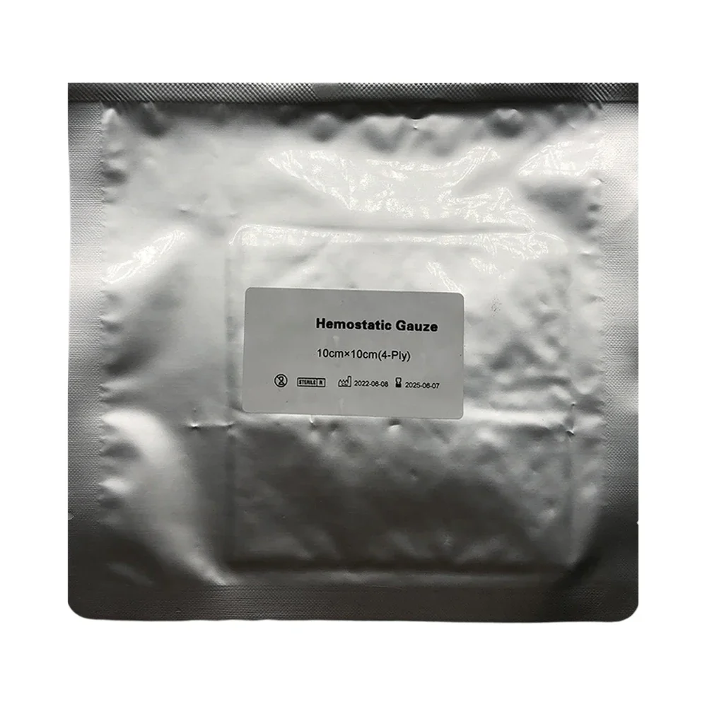 Customized chitosan hemostatic gauze foldable 10*10 surgical gauze impregnated hemostatic powder