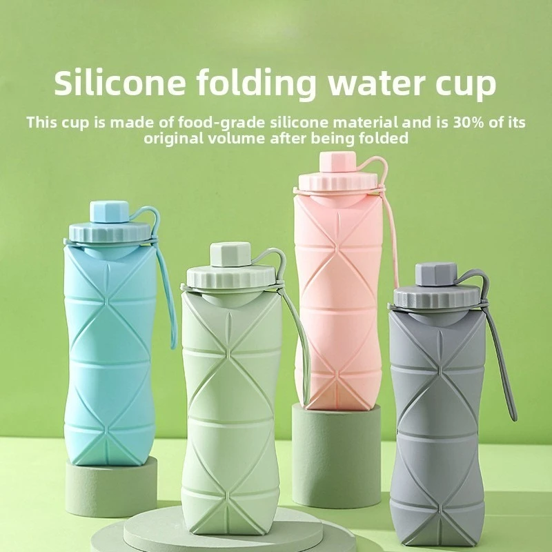Silicone folding water cup will carry drinking utensils rhombus hot-selling sports cycling kettle large capacity