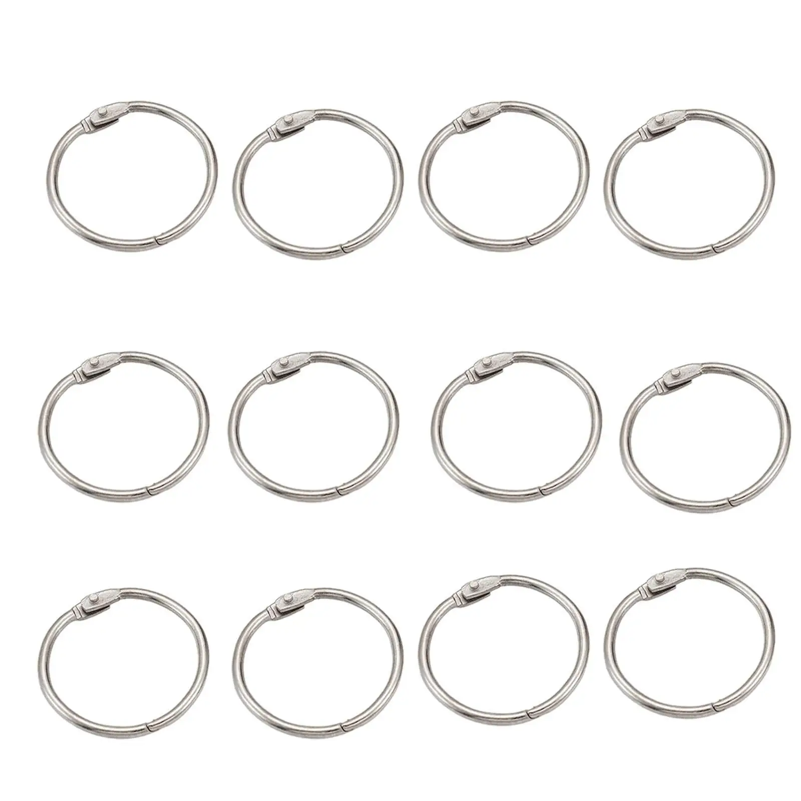 12x Binder Rings Metal Book Rings School Drape Rings Loops Keychain Key Rings