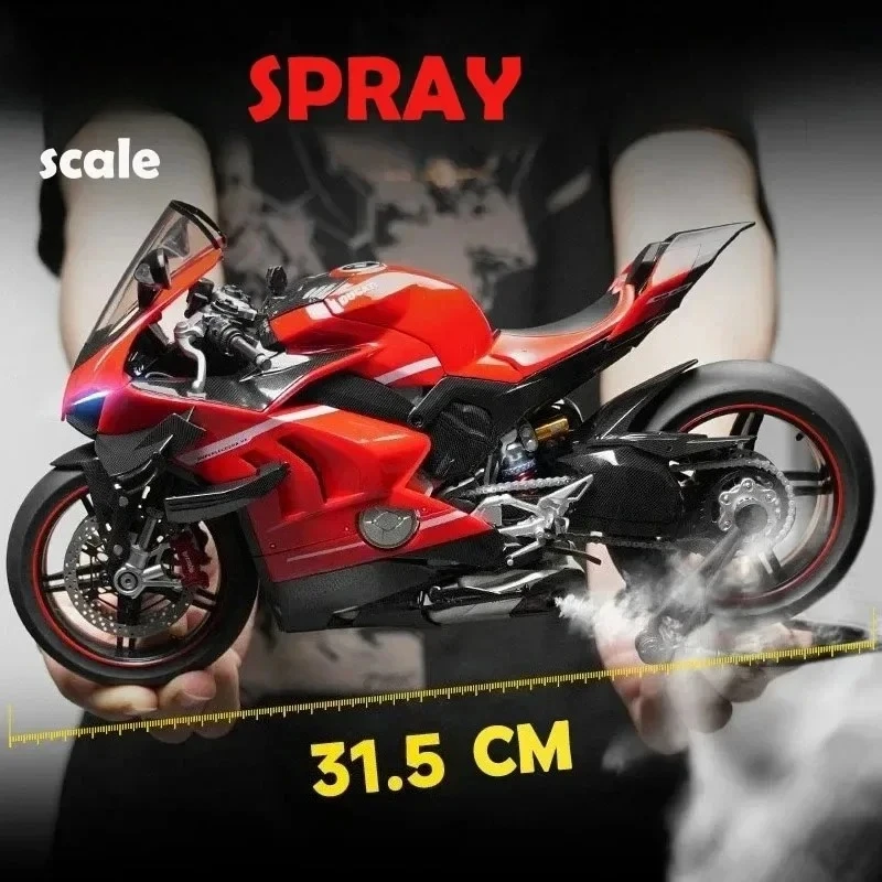 

Diecast Spray 1:7 V4 Motorcycle Alloy Model Collection Miniature Voiture Ornament Boyfriend Gift Home Decor Toys Vehicle