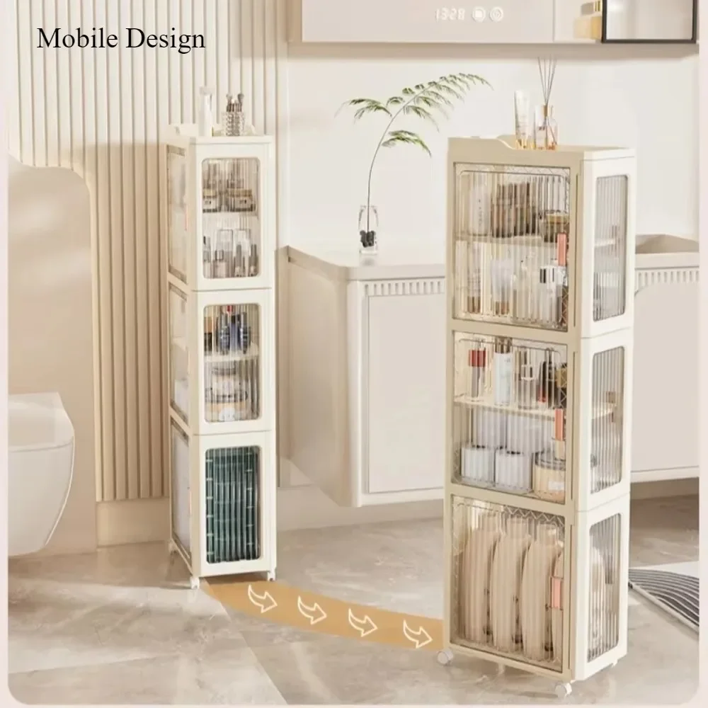 Armoire de rangement multifonctionnelle à haute capacité, armoires de rangement avec couture d'humidité pour toilettes domestiques, MELStyle