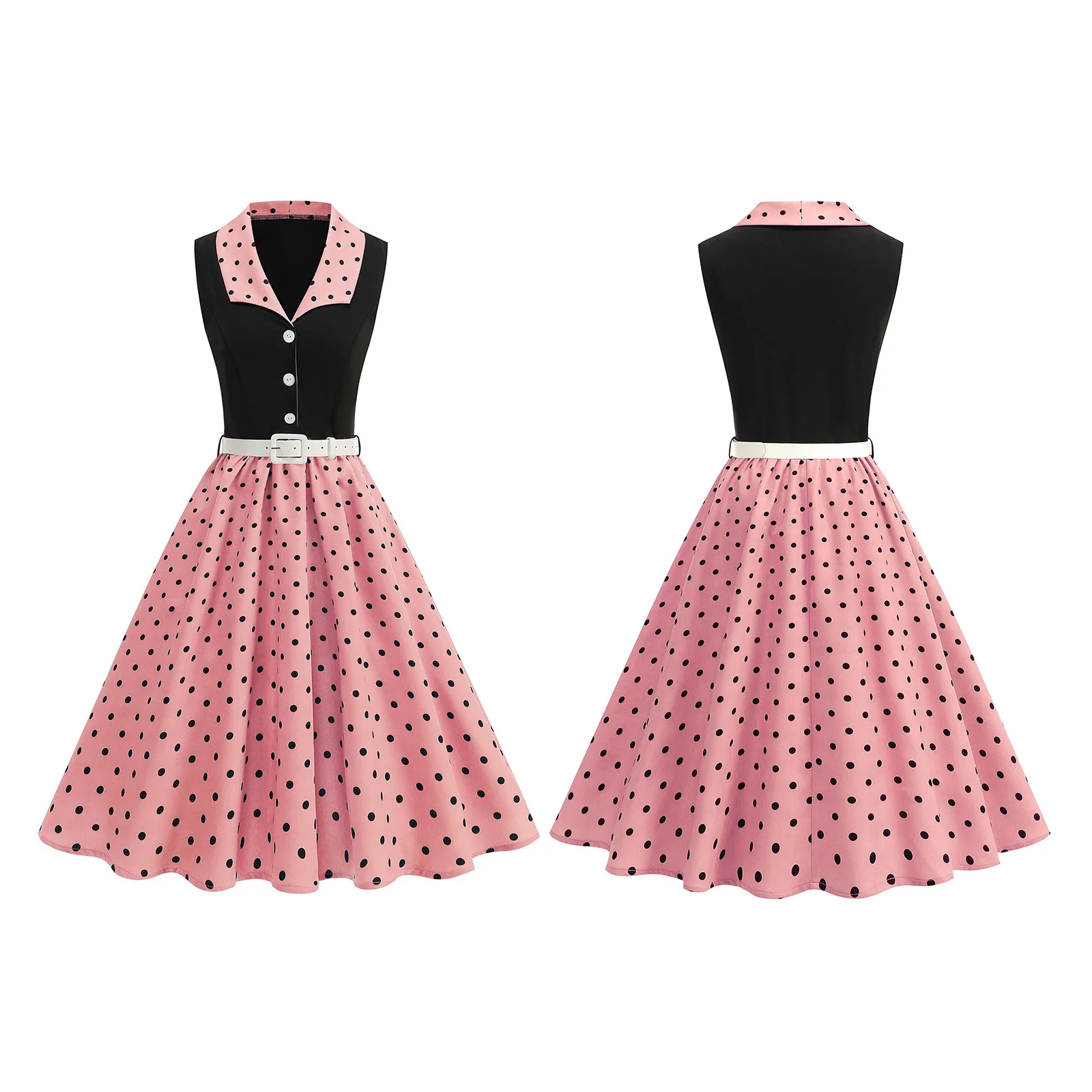 レディース 1950年代 レトロ ヴィンテージ スイングドレス 水玉模様 レトロドレス Aライン フラッパー ドレス 特別な機会 カクテル プロム パーティー ガウン
