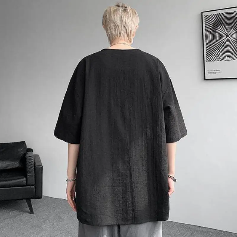 Breathable Linen Short Sleeve Shirt for Men Lightweight Summer Casual Pullover Top Comfortable Relaxed Fit 2025 Trendy Vacation