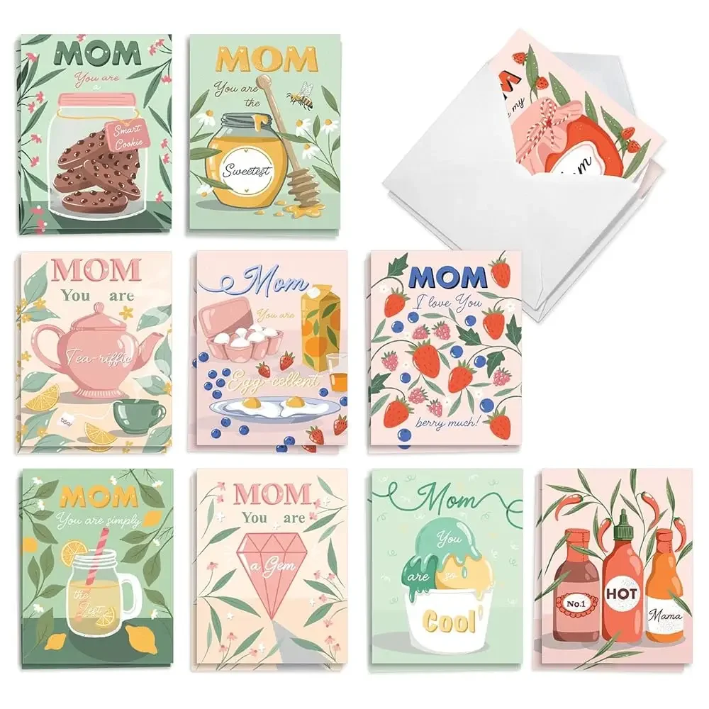 

Набор из 20 разнообразных открыток ко Дню матери, 4 x 5,12 дюйма, с конвертами (10 дизайнов, по 2 штуки каждого), с надписью «Всё о маме» AM10993MDG-B2x10