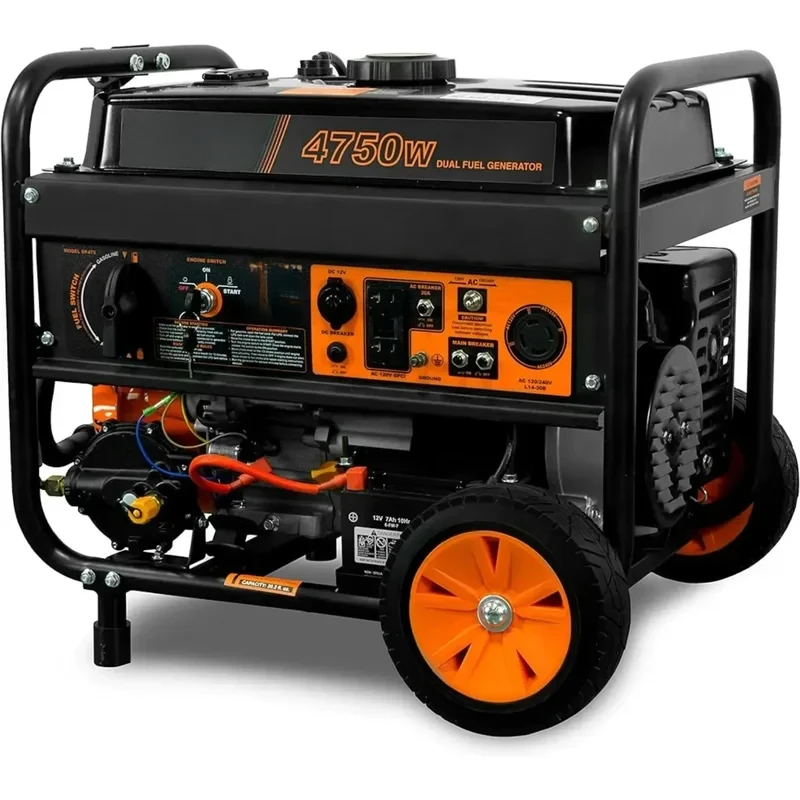 Dual Fuel 120V/240V Portable Generator w/ Electric Start Transfer Switch Ready, 4750-Watt, CARB Compliant