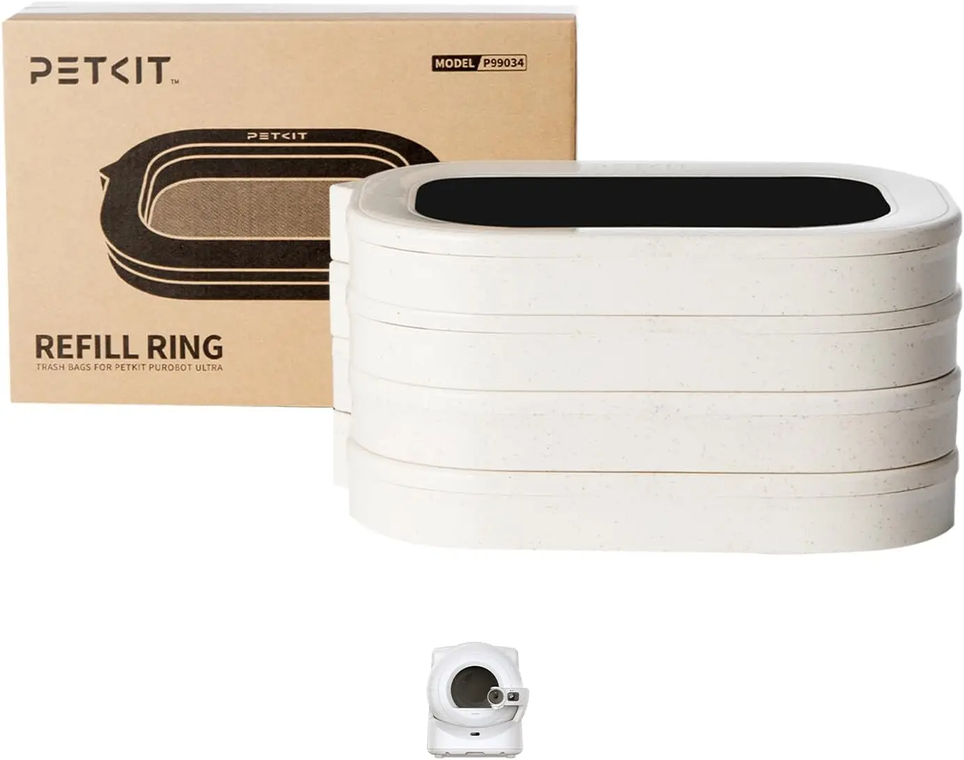 

Refill Rings for Auto-Packing Cat Litter Box, Leak-Proof Waste Bags, 4 Packs