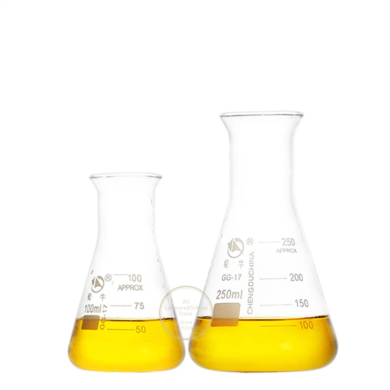 1Pcs 50ml to 1000ml Trumpet-shaped mouth transparent triangle glass flask conical flask Erlenmeyer Flask labratory equipment