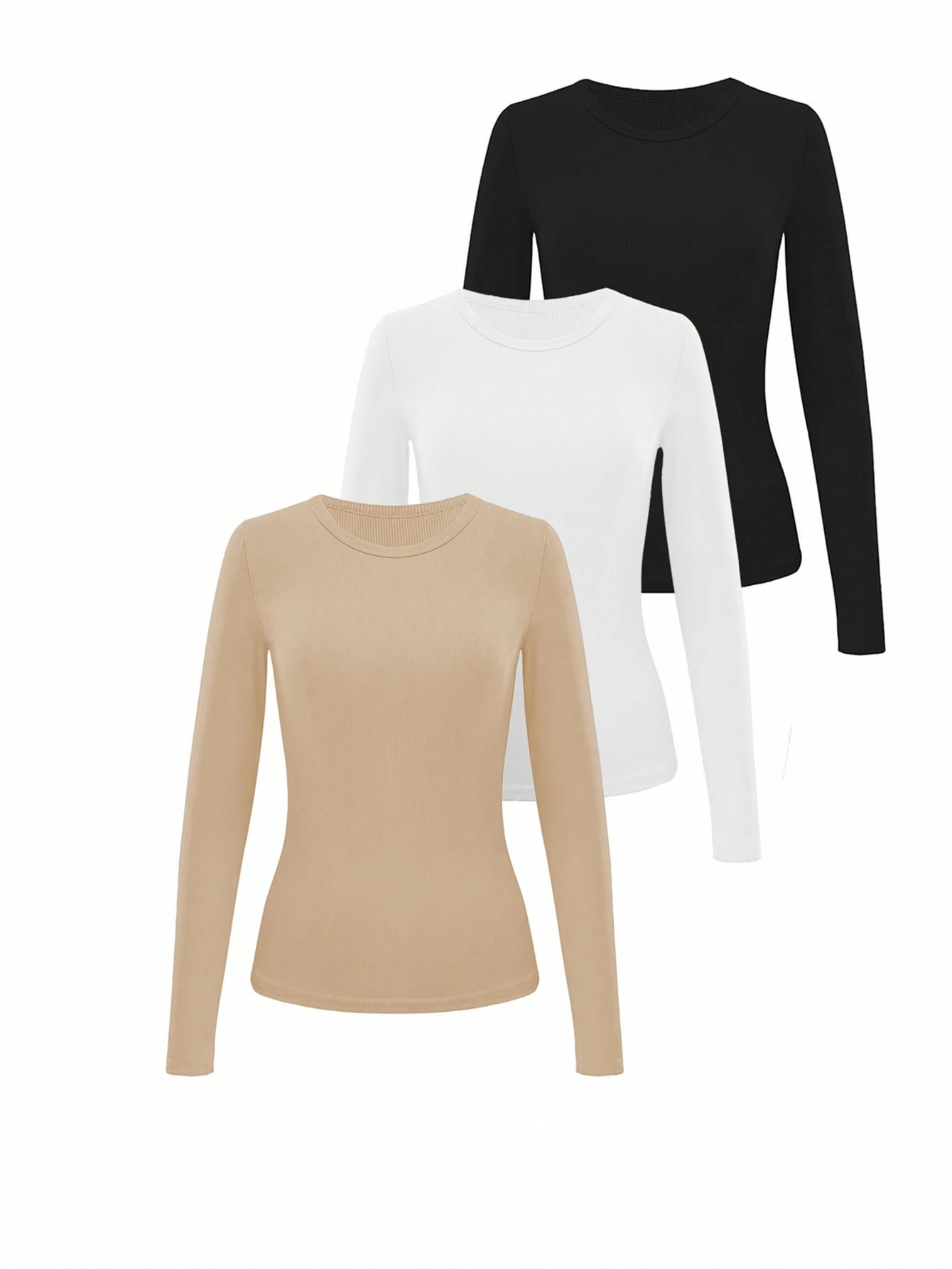 

New fashion women's round-neck long-sleeve women's T-shirt set of three pieces