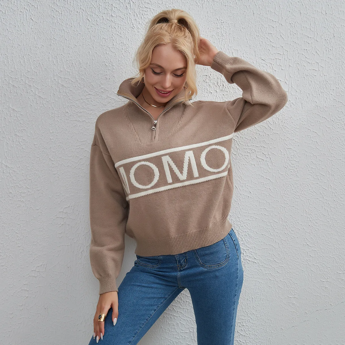 Polo Neck Autumn And Winter Russian Series Design Sense Letter Knitwear Women's Fashion Sweater