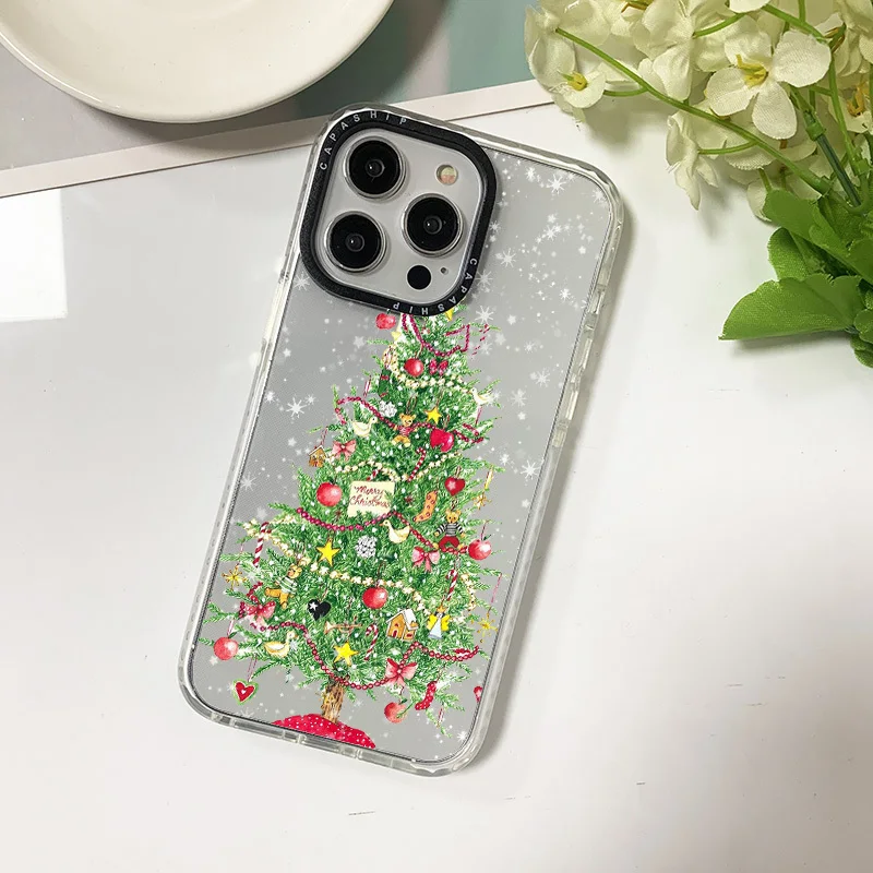 Hot Christmas Tree Snowflake Silicone Soft Case For Iphone 11 14 15 Pro Max Funda 12 13 Pro 7 8 Plus X XR XS Shockproof Bumper