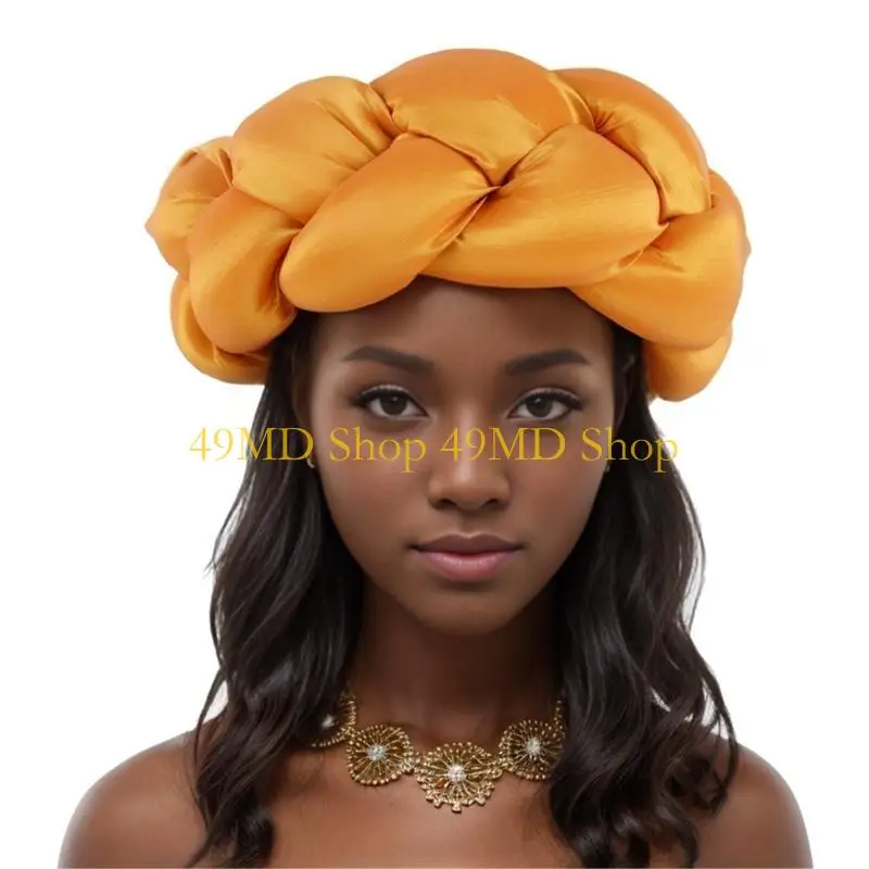 

49MD African Exaggerated Headband Big Braided Headband Turban Caps Fashion Party Hairstyle Accessory for Women All Ages