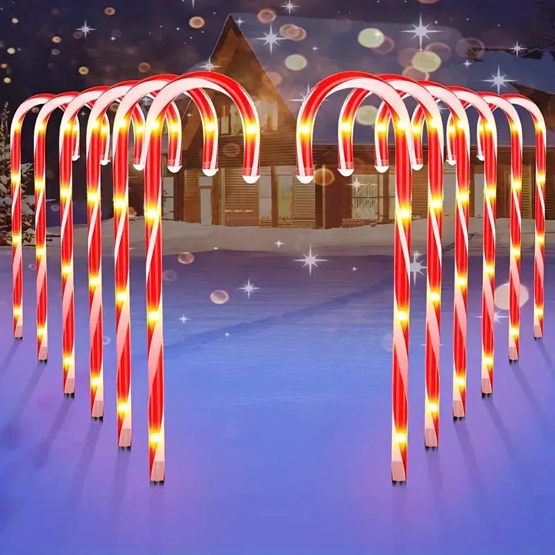 Solar-Powered Candy Cane Lights, 5 Set Christmas Decoration Lights for Garden, Lawn, Yard, Xmas Tree, Solar Christmas Lights