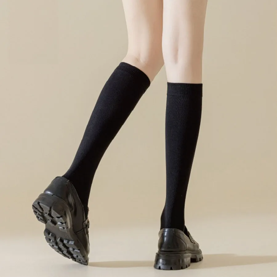 

4pair Women Summer Long Stockings Short Crew High Over Knee Cotton Socks Black White Breathable Thin Durable Preppy School Sock