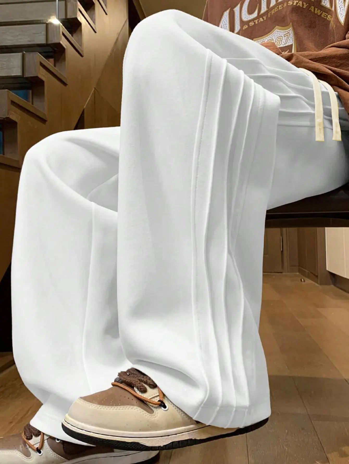 Herren-Freizeithosen, Locker Geschnittenes Design mit Weitem Bein, Elastischer Bund, Bequem für den Alltag, Modische Herrenbekleidung, Trendig und Stilvoll – Detail 26
