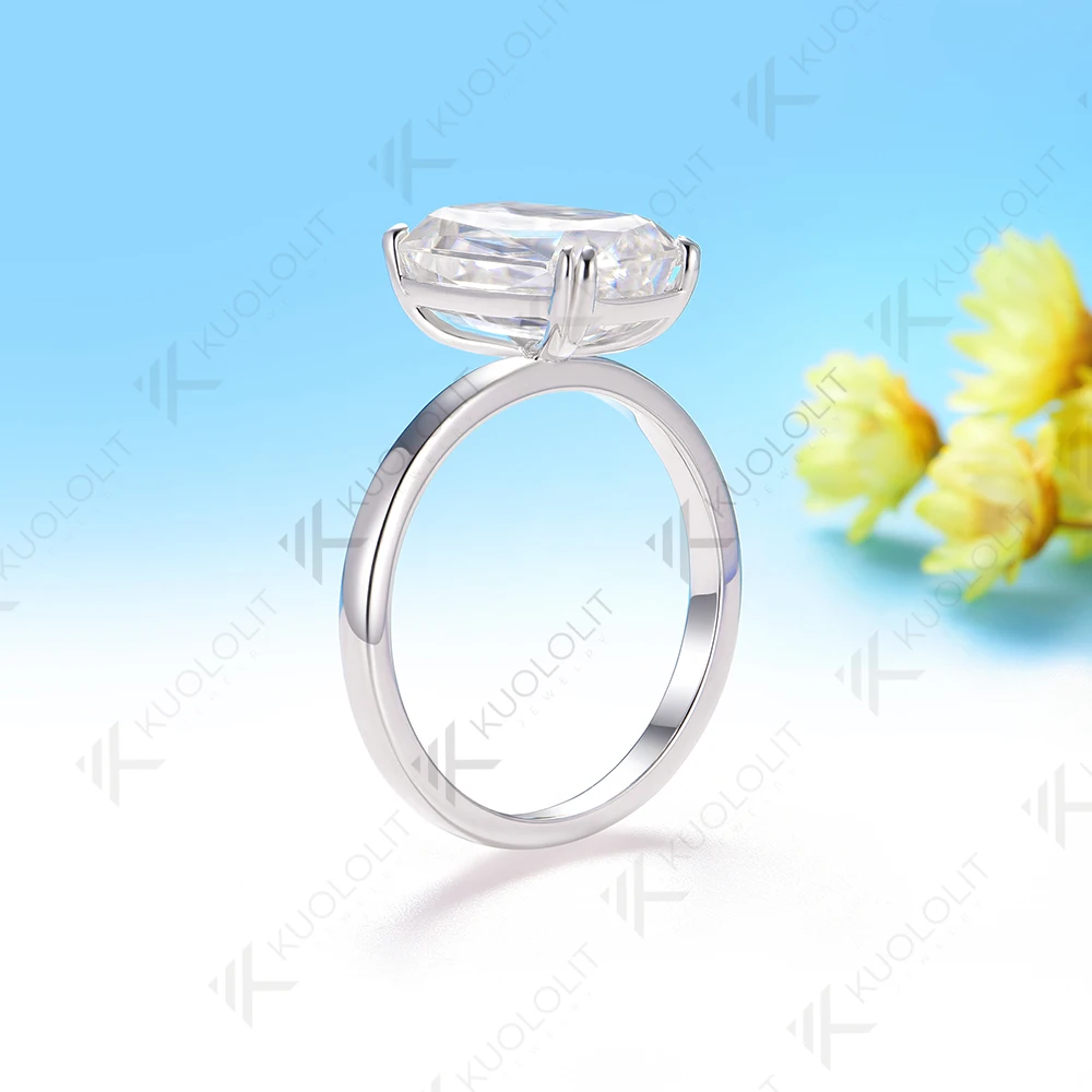 Kuololit 5CT متقاطع مويسانيتي للنساء الصلبة 14K 10K 585 الذهب الأبيض الشق مجموعة خاتم الخطوبة لحفلة هدايا عيد الميلاد #5