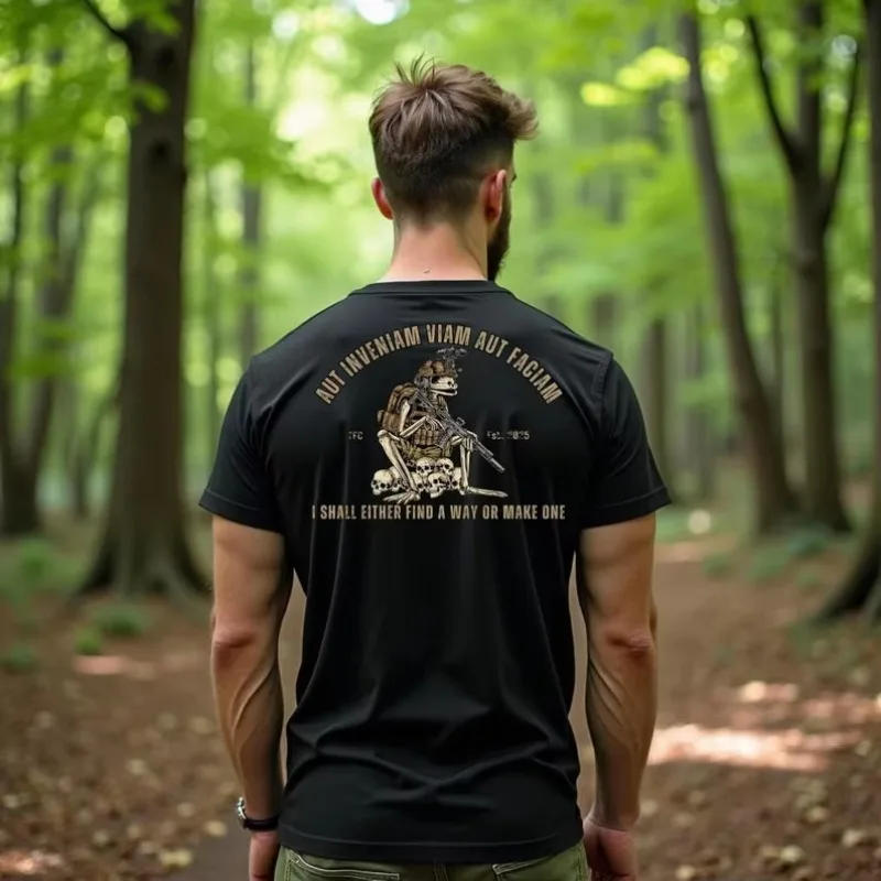 تي شيرت عسكري تكتيكي Aut Inveniam Viam Aut Faciam Navy SEAL Frogman المحاربين القدامى هدية العثور على طريقة أو اصنع قميصًا عسكريًا واحدًا #2