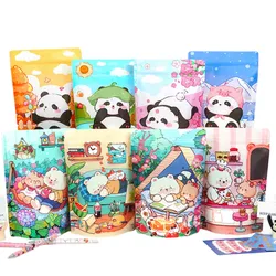 50pcs Cartoon Pandas/Bears Mylar Candy Zip Lock Bags DIY Handmade Biscuits Snack Packaging Gift Pouches For Kids Birthday Favors