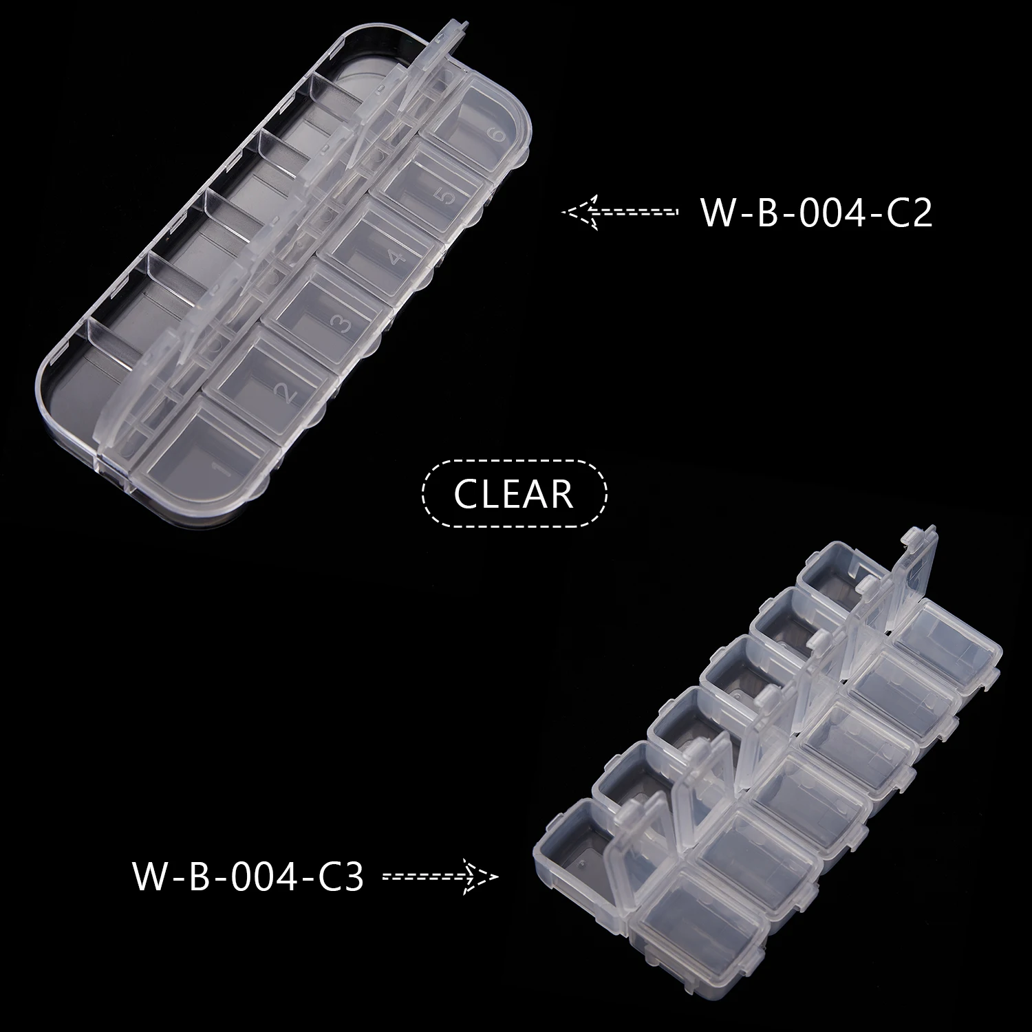 12 Slots Nail Decoration Storage Box Clear Nail Art Glitter Rhinestone Storage Case Jewelry Display Container Organizer