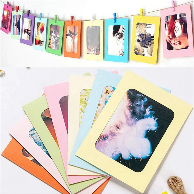 

ABAH-105Pcs 6 Inch Colorful Paper Photo Frames Album For Wall Decor For 4 X 6Inch Photo, Hanging Photo Display Frames