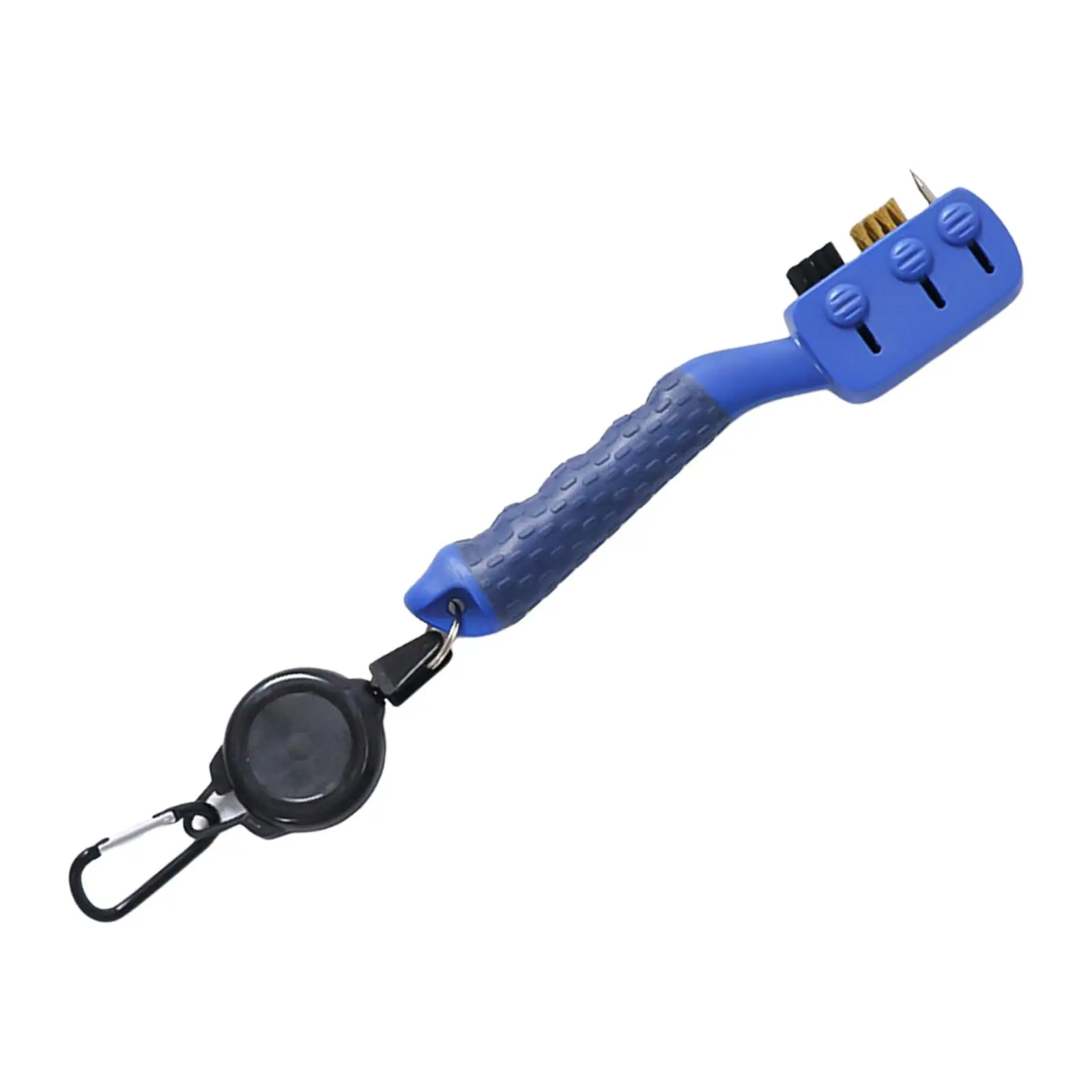 Golf Club Groove Cleaner Brush Retractable Carabiner Hook Nylon and Copper Bristles for Golf Bag Portable Cleaning Tool