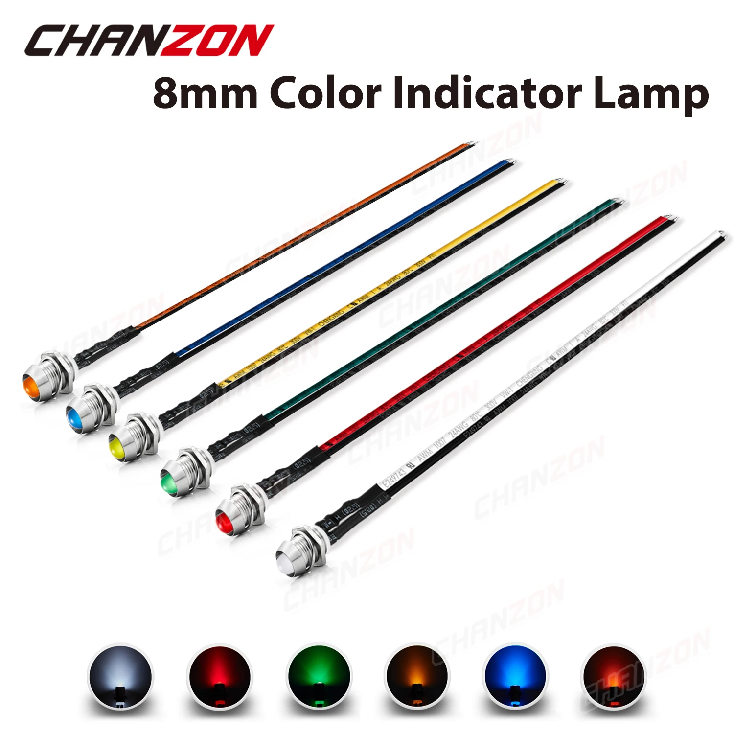 12V LED 8mm Indicator White Red Green Blue Yellow Orange 5mm Prewired with 8mm Holder Pilot Light Emitting Diode Kit