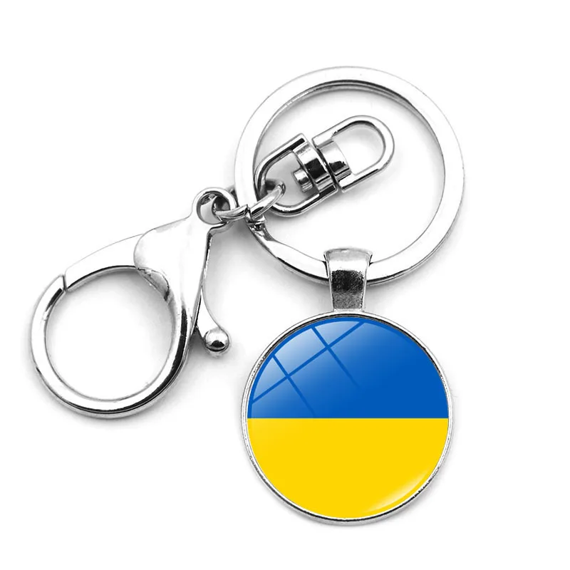 keychain ukraine Flag Keychain Ukraine Belarus UK France Russia USA Germany Spain Flag Double Side Glass Keyring