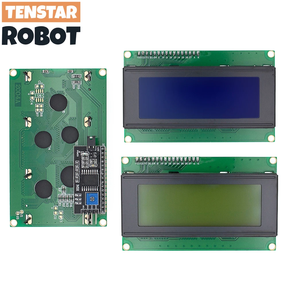 LCDシリアルインターフェースアダプターモジュール,青と緑の画面文字,20x4,lcd2004 i2C,2004a