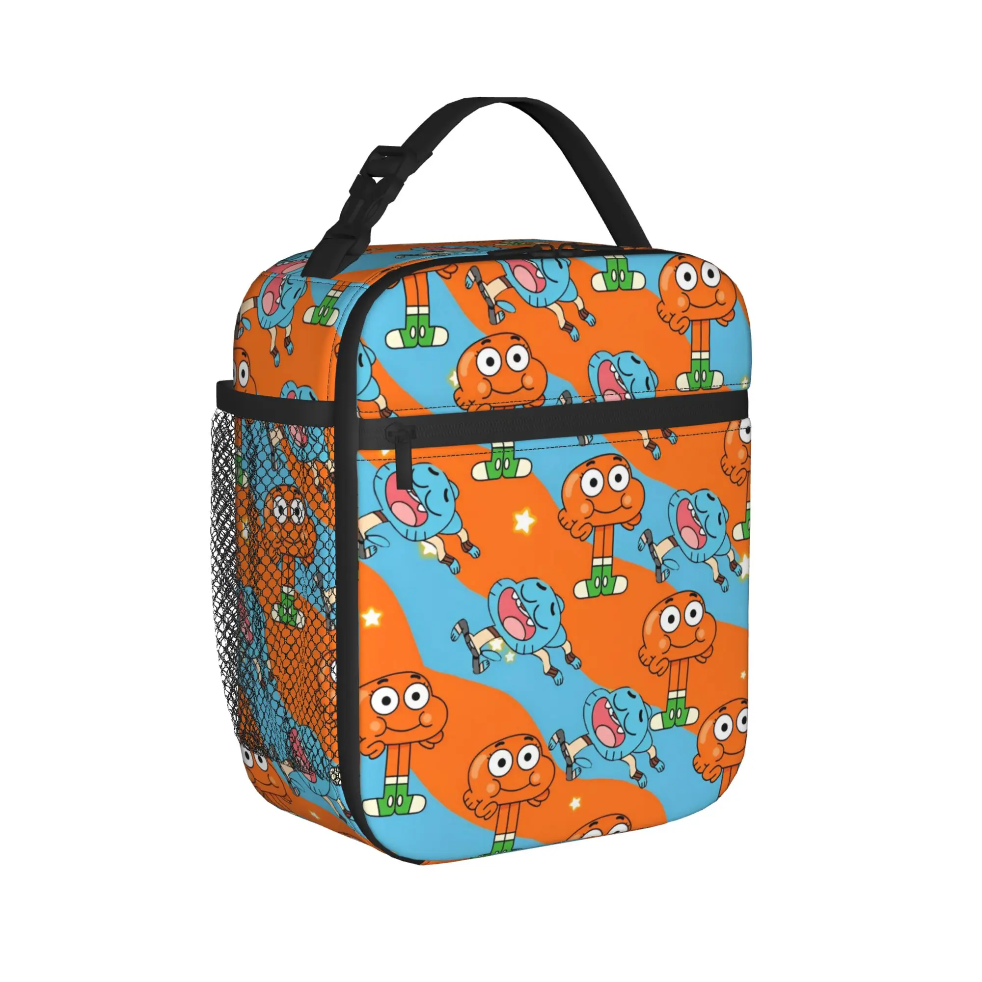Gumballs Darwin Face Insulated Lunch Bag Cooler Bag Reusable,Meal Container Video Game High Capacity Tote Lunch Box Picnic