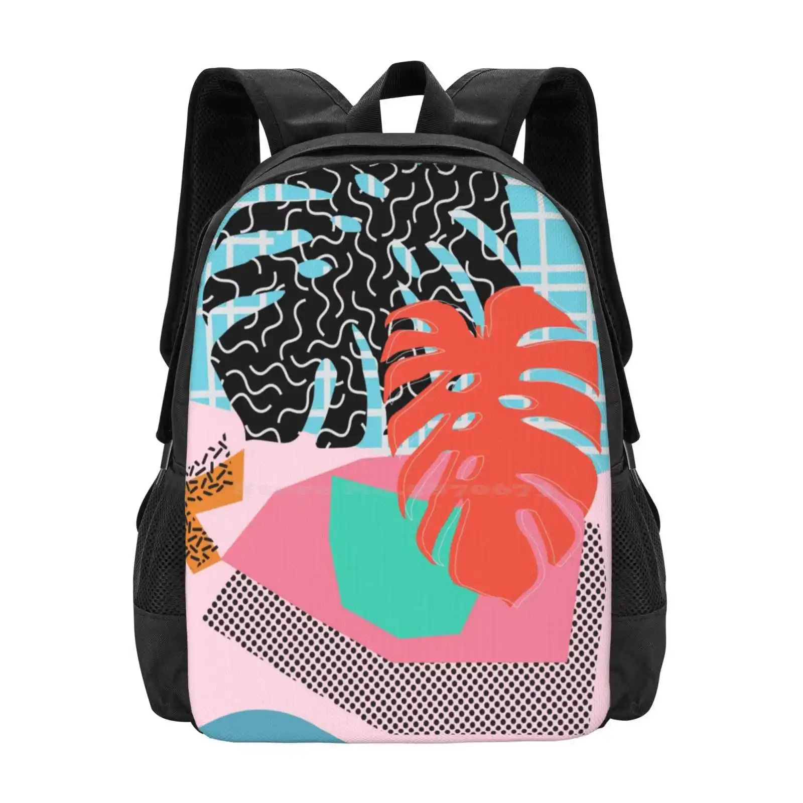 

Memphis Palm / / Abstract Pattern Memphis Tropical School Bags For Teenage Girls Laptop Travel Bags Mid Century Modern Memphis