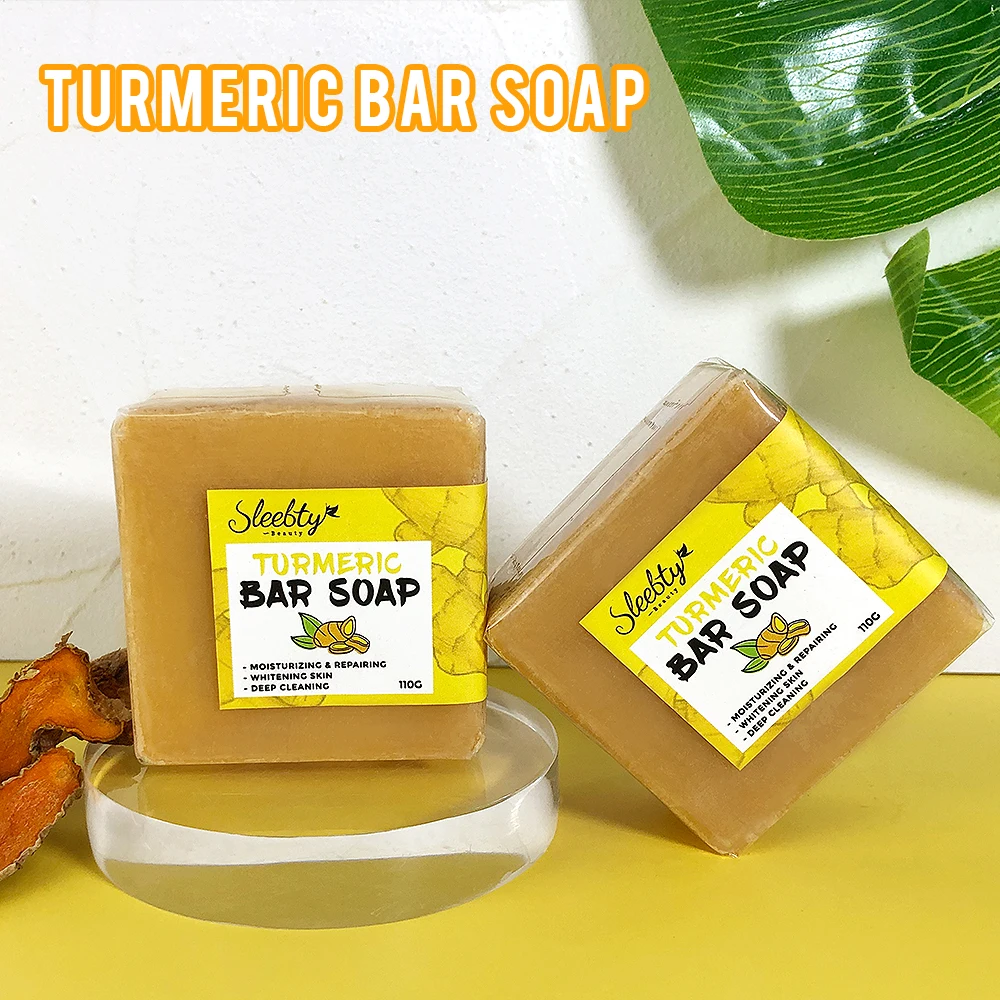 Sleebty Ginger Turmeric Soap Wholesale Organic 100% Pure Natural Handmade Bar For Skin Moisturizing Whitening Acne Treatment