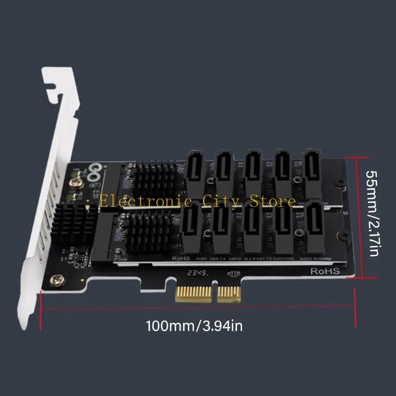 M.2 إلى بطاقة توسيع PCIE 10 محول المنفذ 6GBPS نقل البيانات السريعة HU8D