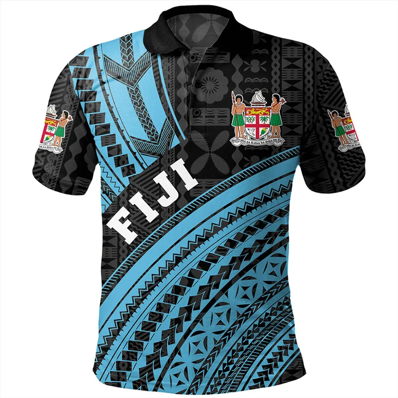 Summer Vintage 3D Printed FijiRugby Fiji Pride Polo Shirt For Men Happy Fiji Day Graphic Polo Shirts Kid Fashion Cool Polos Top